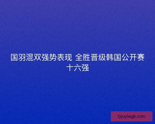 国羽混双强势表现 全胜晋级韩国公开赛十六强